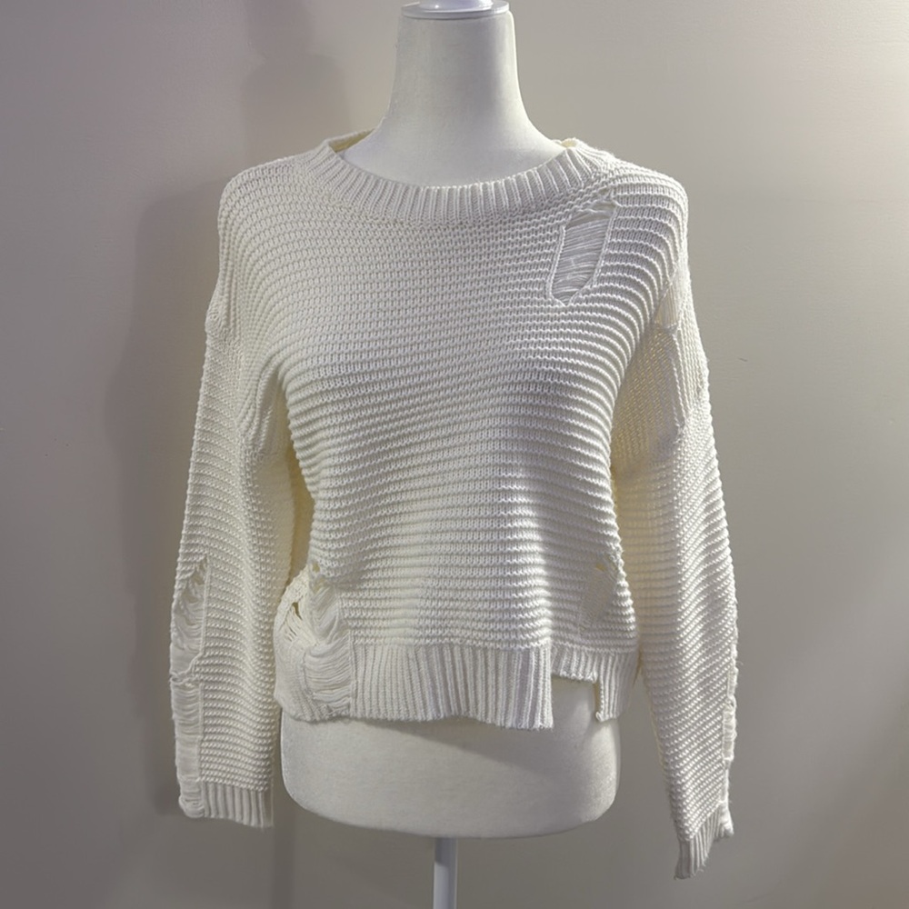 Solution Distressed Cropped Sweater - image 1